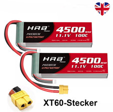 2X HRB 4500mAh 11.1V 100C LiPo Battery XT60 100C 3S for RC Helicopter Drone Car