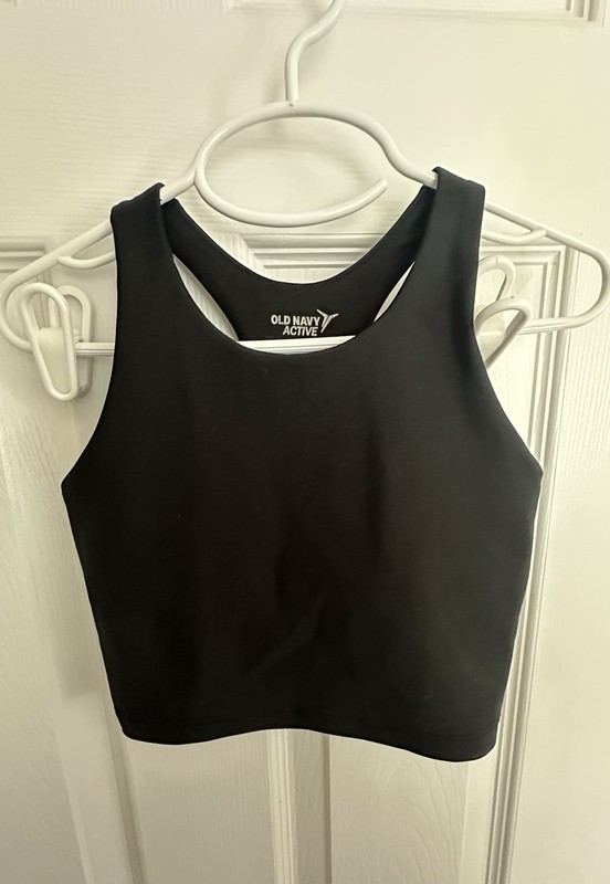 Old Navy Active Powersoft Girls Size S Small 6-7 Black Crop Top Sports Bra