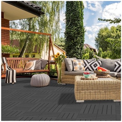 Plastic Interlocking Deck Tiles, 9 Pack , 12''x12''
