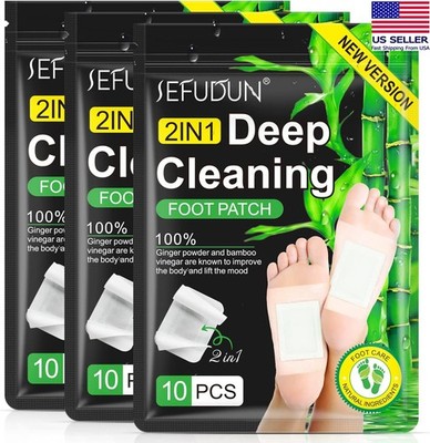 30PCS Detox Foot Patches Toxins Slimming Natural Bamboo Vinegar Ginger Feet Pads
