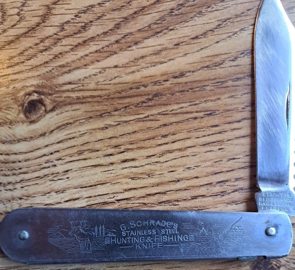 Geo Schrade Unique Hunting & Fishing Pocket Knife Stainless With Locking Blade - Image 4 of 4