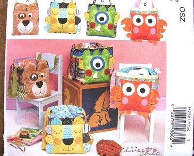 Animal Organizer Totes Sewing Pattern Childrens Novelty McCalls M7581 Uncut