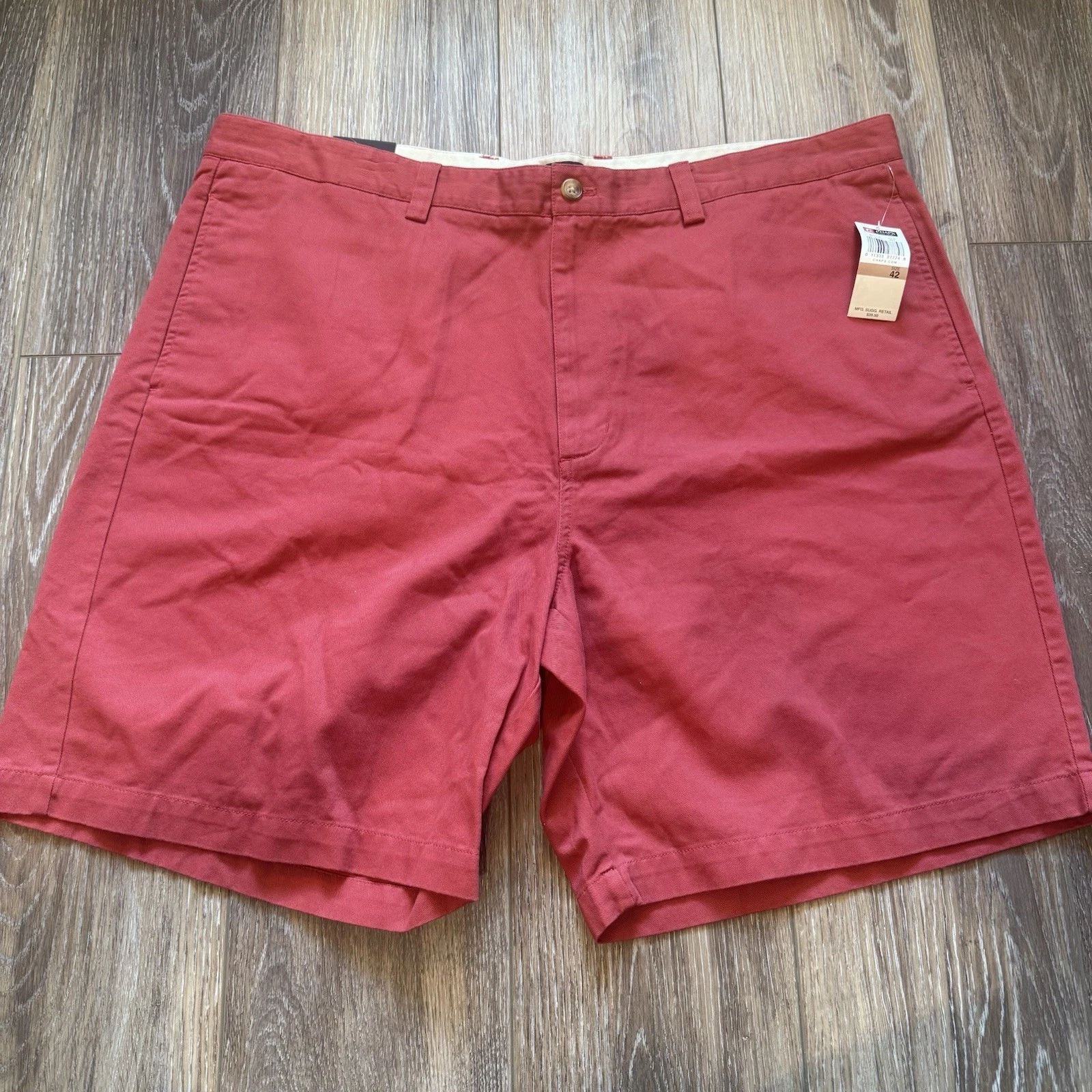 NWT Chaps Chino Men’s Shorts Size 42 Color Rust Flat Front Preppy