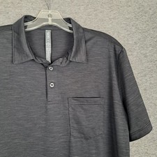 VUORI Men's Black Heathered Polo Performance Short Sleeve Shirt Medium