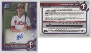 2022 Bowman Chrome Prospect Purple Refractor /250 William Bergolla #CPA-WB Auto