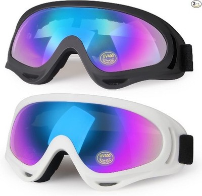 Goggles for ATV, Dirt Bike, and Motocross  Color: White/Black Frame+color Lens