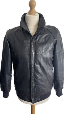 Vintage Bomberjacke Leder. Schöne schwarze Bomberjacke Small 24824
