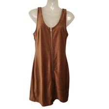 NoBo No Boundaries Brown Corduroy Scoop Neck Sleeveless Pinafore Dress Medium