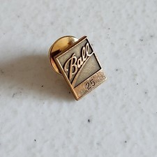 Vintage Ball Mason Jar Factory Employee 25 Year Service Award Lapel Pin ~