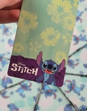 Disney Stitch Compact Umbrella Push Button Automatic Open Aqua Blue Purple