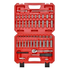 62 Pieces 1/4 Inch Drive Socket Set, SAE/Metric, 1/4" Dr. Socket Set with Rat...