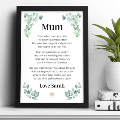 Wedding Day Thank You Gift Mother Of The Bride Poem Mum Of Bride From  Daughter UK