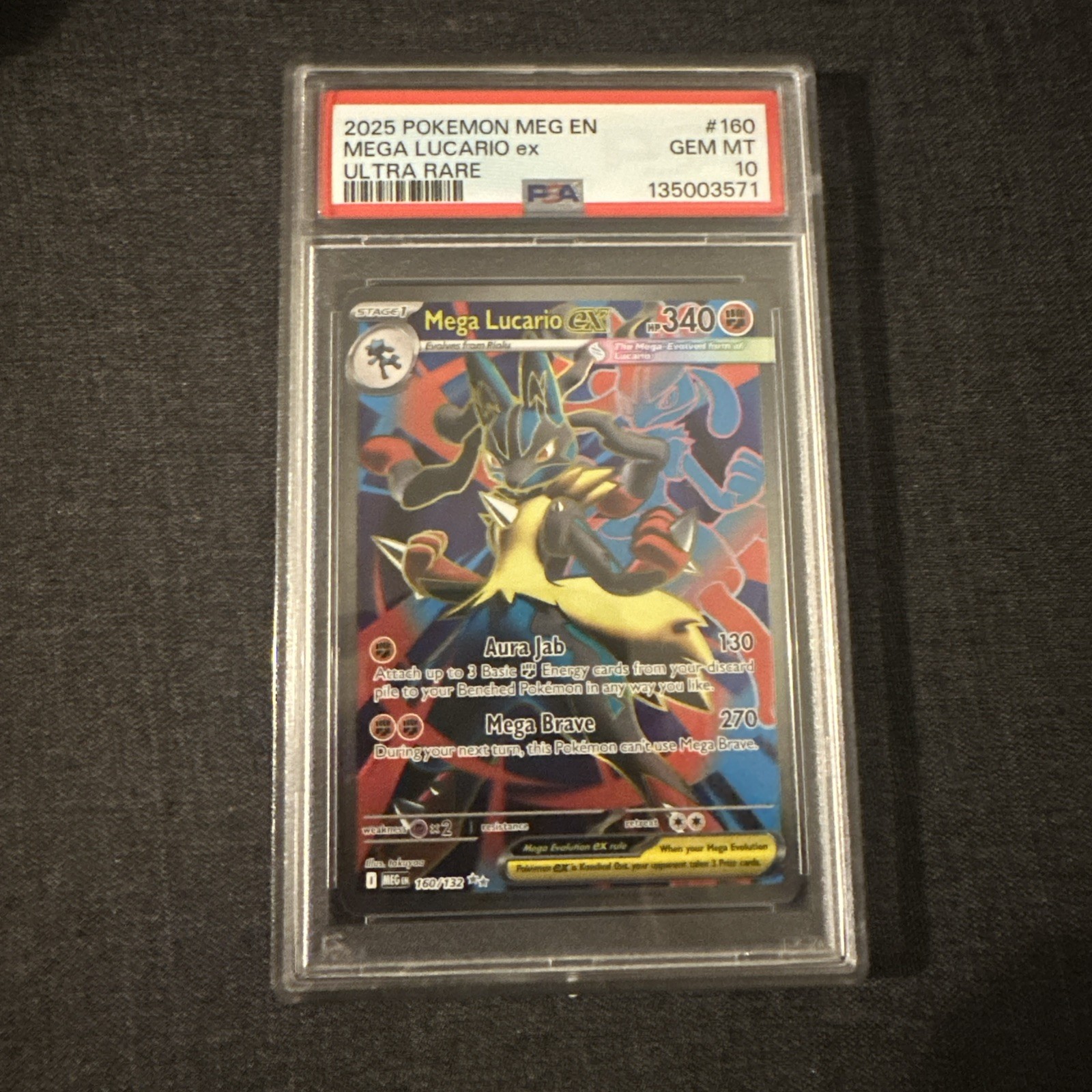 Mega Lucario ex 160/132 Me01: Mega Evolution Psa 10