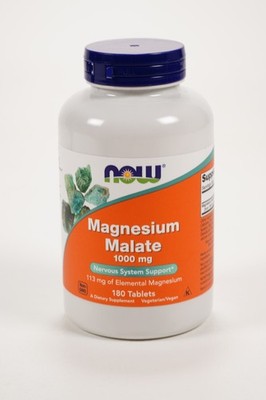 NOW Foods Magnesium Malate 1000 mg, Nervous System Support 180 Tablets EXP 08/29