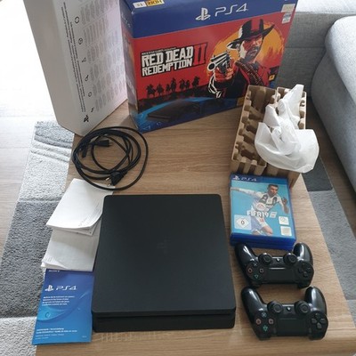 Sony PlayStation 4 Slim 1TB - Schwarz, Inkl.2  Controller, 3 Spiele