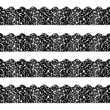 72 Feet Composition Bulletin Board Border, Black, White, Scalloped Trim, Decor