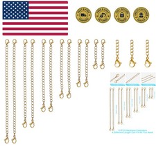 Versatile 12PCS Necklace Extenders in Gold - 1" to 6" Stainless Steel Chains