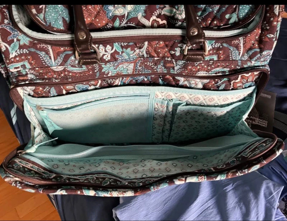 Vera Bradley Java Blue Paisley Rolling Suitcase Travel Luggage - Image 2 of 4