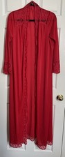 Vtg Olga Red Robe Style 9702 Size Large 100 Nylon Lace Trim