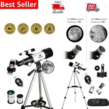 Beginner-Friendly 70mm 400mm AZ Mount Telescope with Smartphone Adapter Included