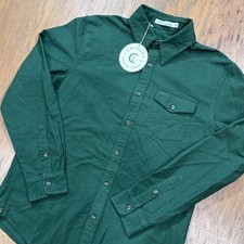 Criquet Shirt Mens M Green Lightweight Knit Cotton Classic Fit Button Up Pocket