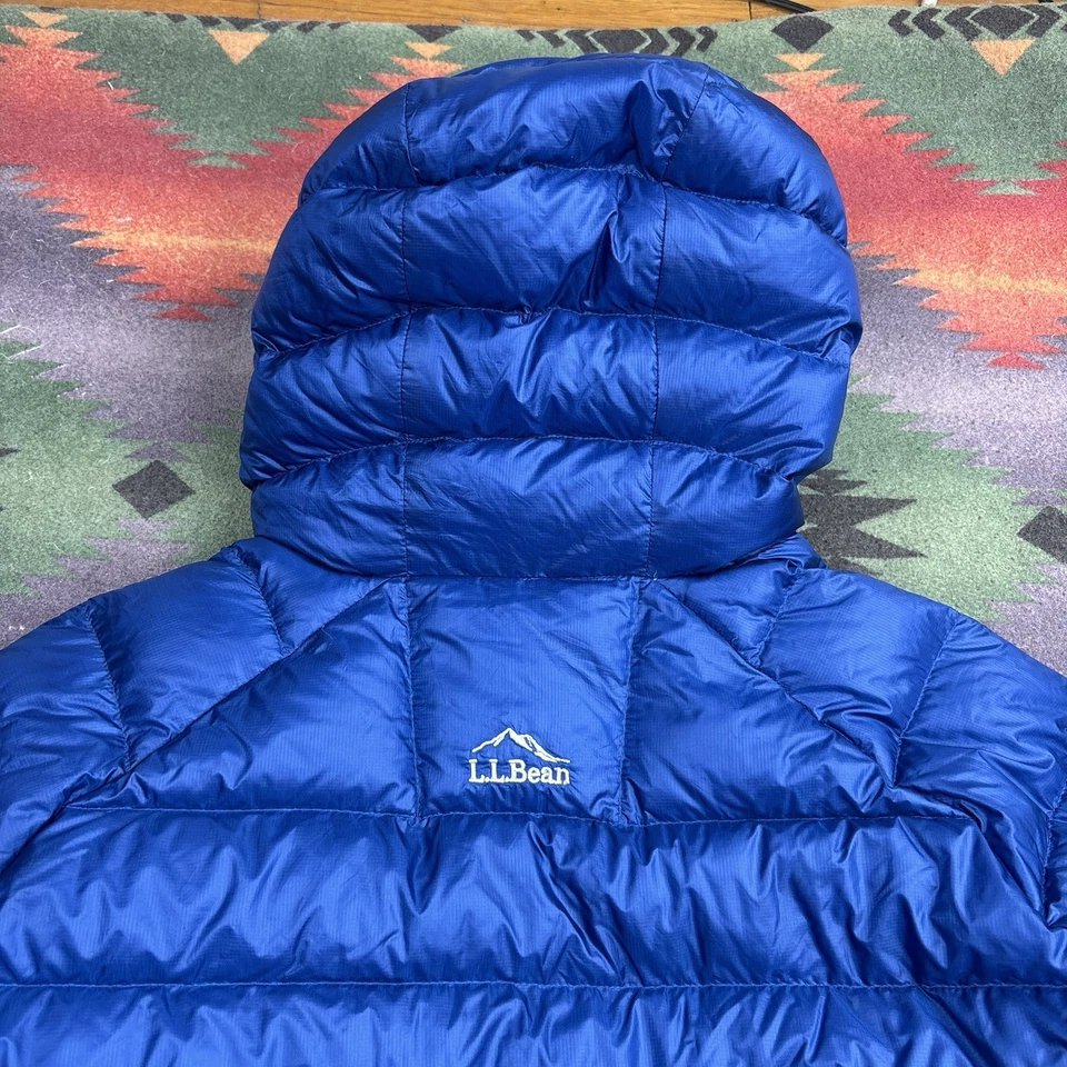 L.L.Bean Ultralight 850 Down Jacket Men’s XL Blue Full Zip Hooded Pertex Quantum - Image 4 of 4