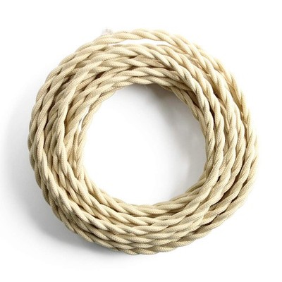 25ft Fabric Cloth Covered Lamp Twisted Wire Vintage 18/2 Industrial Electrical C