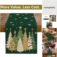 Christmas Table Runner 13x72 Inch, Xmas Trees Snowflakes Holiday Decorative F...