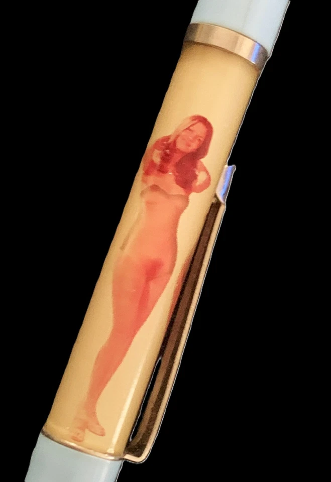 Bolígrafo flotante Tip & Strip Peek-A-Boo Pin-Up desnudo Dinamarca de colección años 60/70 LEER Foto 4 de 4