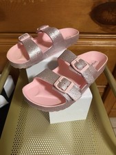 Cat Jack Girls Pink Glitter Footbed Sandals Size: 4