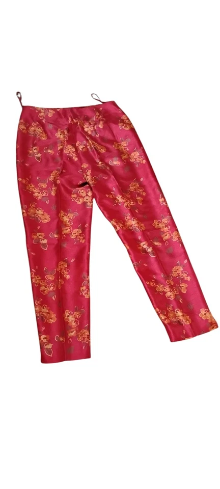 Conjunto de pijama floral 100 % seda Finity Naturals talla 10 rosa manga larga y pantalones Foto 4 de 4