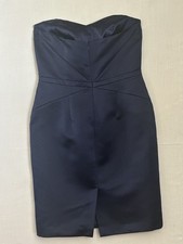 Ann Taylor Party Dress Cobalt Navy Blue Satin Sheen Elegant Romantic Size 12