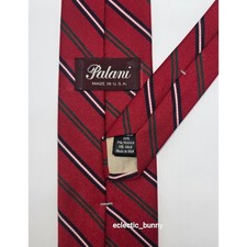 Palani Red Striped Necktie 59x3 Classic Width USA Made Polyester Silk Blend