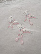Vintage Pink Baby Receiving Blanket Yellow Border 3 Little Kittens Mittens Read