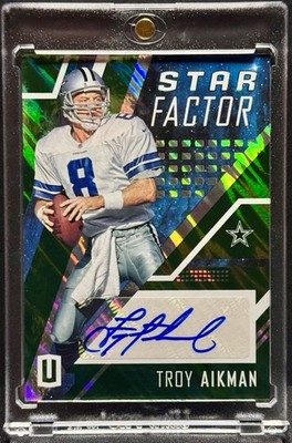 2017 Panini Unparalleled Troy Aikman #SF-TA Star Factor Signatures Green Auto /5