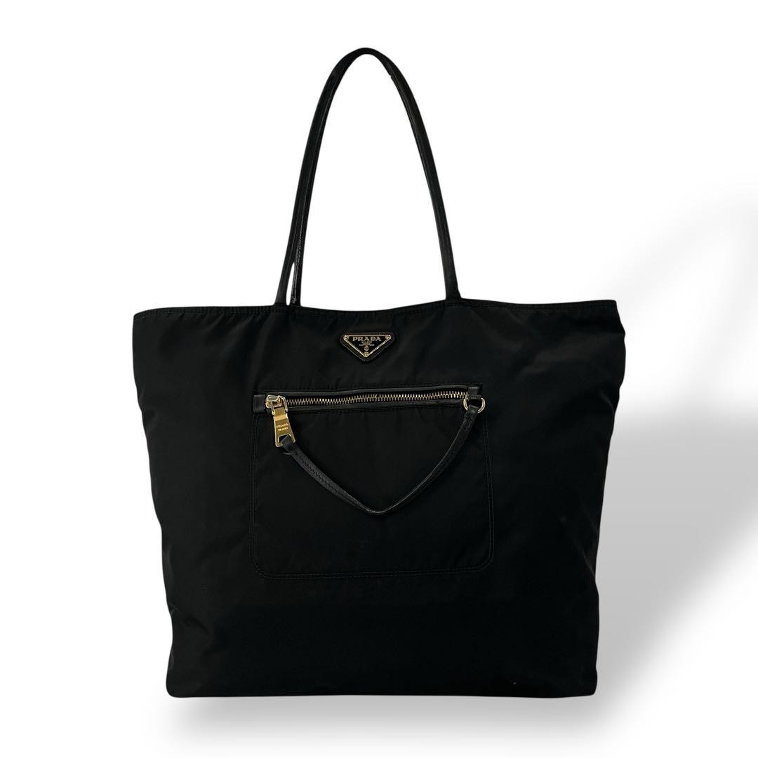 PRADA Nylon Tote Bag with Triangle Logo A4 Shoulder Handbag