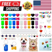 140pcs Pet ID Tag Set with 40pcs Colourful Blank Dog Tags Double Sided Alumin...