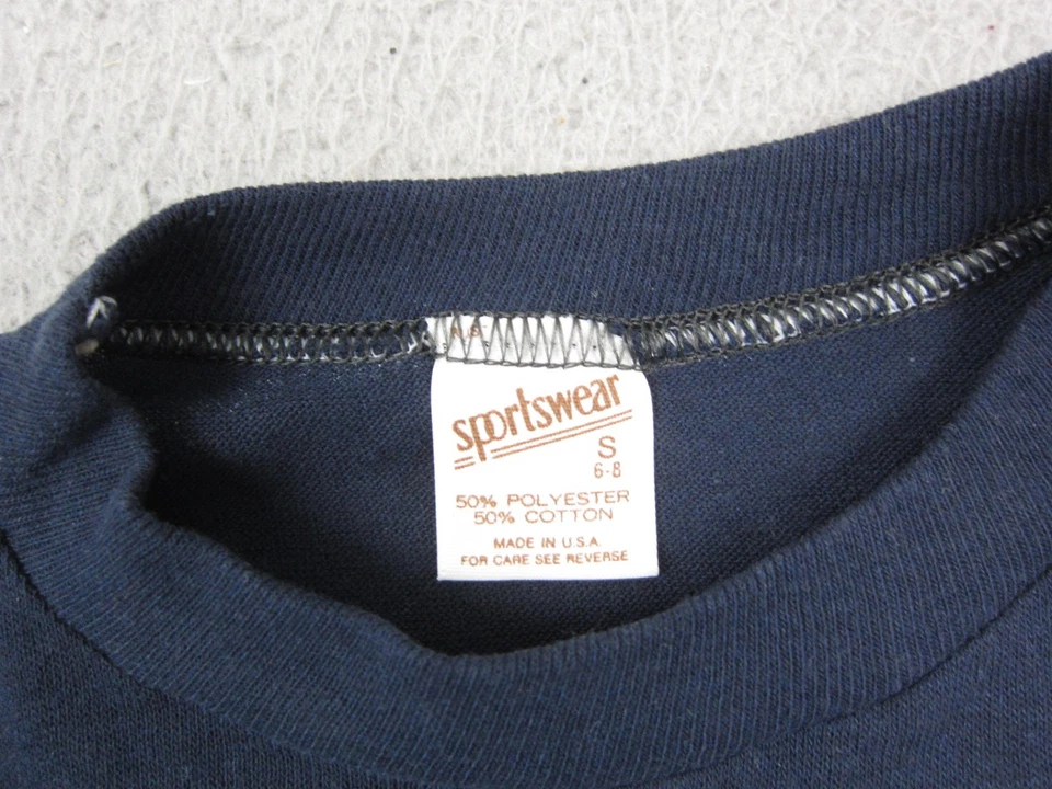 Vintage Sportswear Shirt Youth 6-8 Small Blue Single Stitch Made in USA 70s - Image 4 of 4