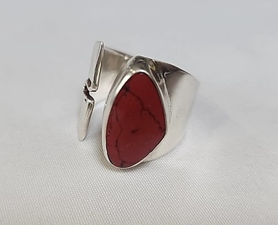 Mexico Hob House Of Bangles Modernist Sterling Silver Howlite Open Band Ring (51