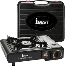 IBest UK Camping Stove Gas Portable in Carry Case | EN417 Compliant | Dual Conne