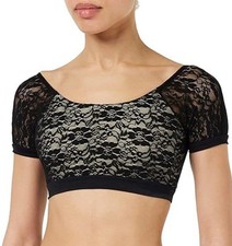 Top corto de encaje Basílica negro de cerry talla M para niñas Prendas de baile de ballet