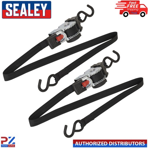 2X Auto Retract Ratchet Tie Down Strap Sealey ATD25301 25mm x 3 Metre