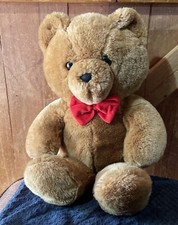 Vintage 1986 Fun Farm by Dakin Golden Brown Teddy Bear 20" Plush Red BowTie Toy