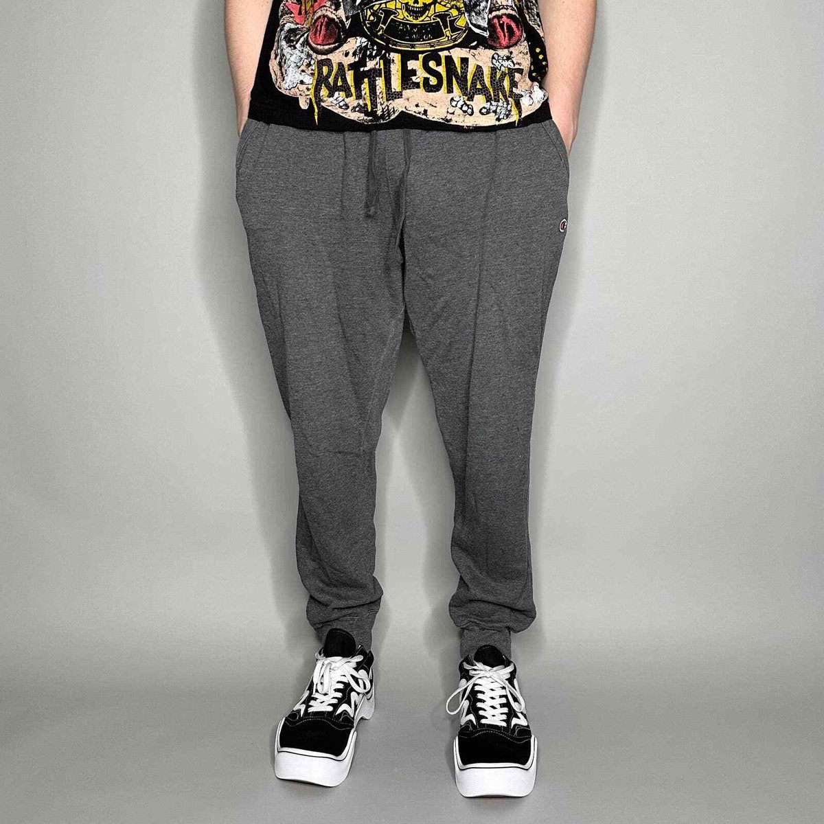 Champion Joggers XL Dark Grey Cotton Sweatpants Embroidered