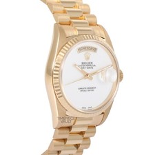 Rolex Mens Day-Date 18k Yellow Gold 36mm President 18238 White Dial-Fluted Bezel 4