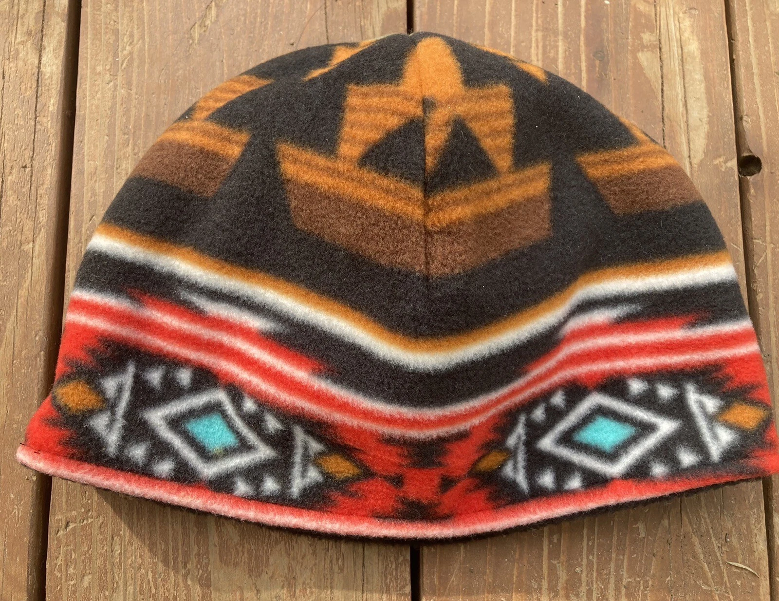 Fleece Aztec beanie hat Reversible M/L Unisex NWOT’s Ski Geometric Winter Hat