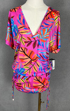 Bar III Women's Paradise in the Palms Adjustable Caftan Cover-up Multi Small NWT