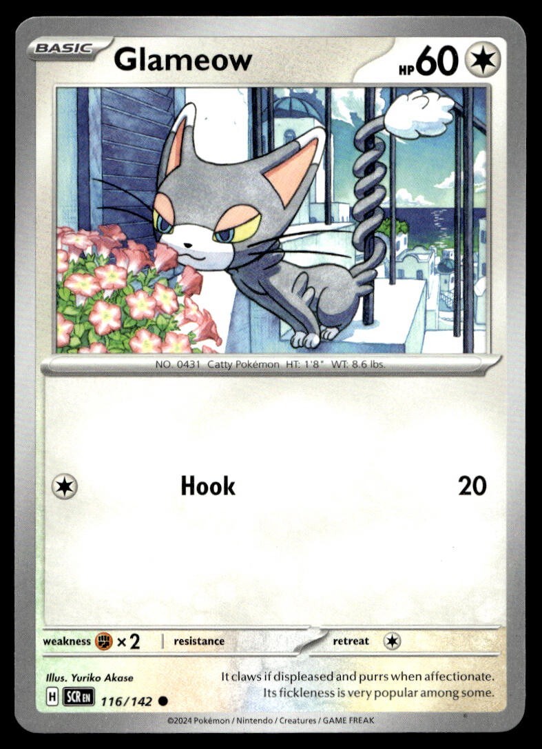 Glameow 116/142 Pokemon Card Stellar Crown Common 60 HP Near Mint BT
