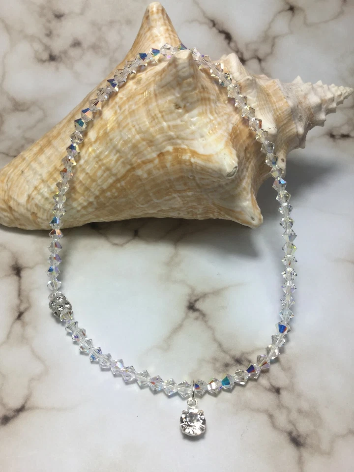 手工制作透明 AB 施华洛世奇水晶元素脚链/链手链 美国 — 第 3/4 张图片