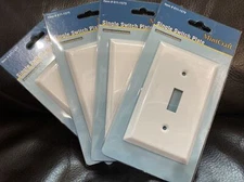 Lot of 4 MintCraft Single Gang White METAL Switch/Toggle Plate Coated Finish
